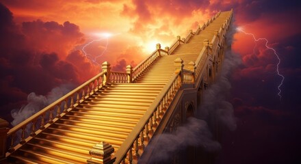 Stairway to Heaven - A Golden Path Amidst the Clouds.
