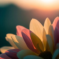 Close-up macro shot of delicate flower petals with sparkling water drops.