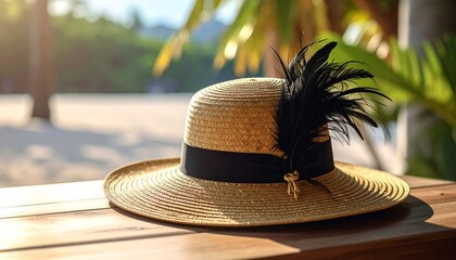 Feathered Straw Elegance