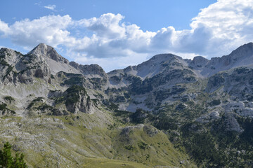 Mighty ridge of Prenj mountain at Lupoglav peak raising over valley 