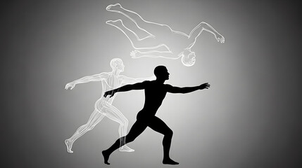 Dynamic Human Silhouettes and Motion Outlines in Running and Falling Poses