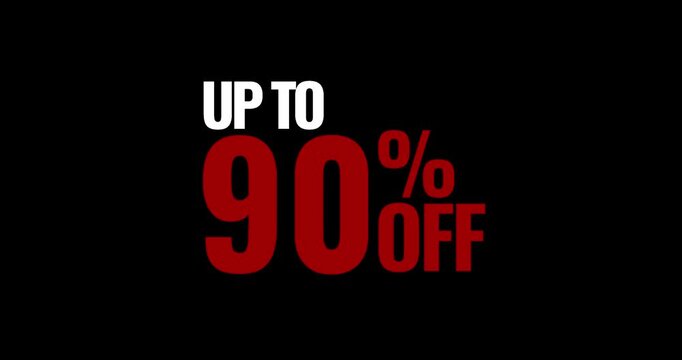 up to 90% off. Animated Motion Text up to 90% off with Transparent Background. motion text 4k video with alpha channel