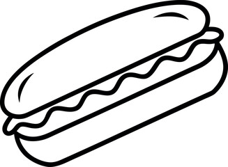 Stylized Line Drawing of Cheesesteak Sandwich with Bun and Filling Layers