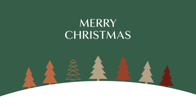 Festive Holiday Greeting A Merry Christmas Message with Illustrated Christmas Trees and Green Background