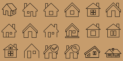house icon set. A simple set of home and building icons in a clean vector design. Home, houses and buildings icons, symbols and logos