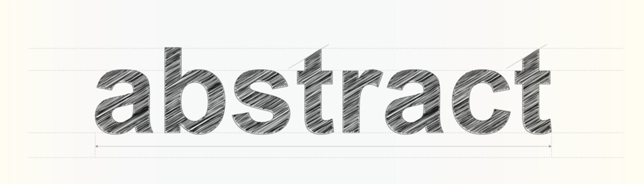 Abstract word drawn with a textured sketchy font on a grid paper for design inspiration