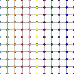 Multicolor Geometric Circle Grid Pattern on White Background