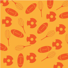 Sports Equipment Seamless Pattern &ndash; Balls & Rackets