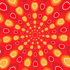 Red Spiral Mandala Pattern with Yellow Accents