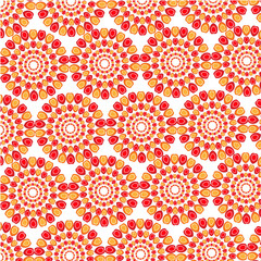 Red and Yellow Mandala Floral Seamless Pattern
