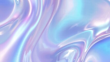 Fototapeta premium Abstract holographic pattern with iridescent colors and flowing smooth lines. This image emphasizes a futuristic, silky, and shiny visual aesthetic.