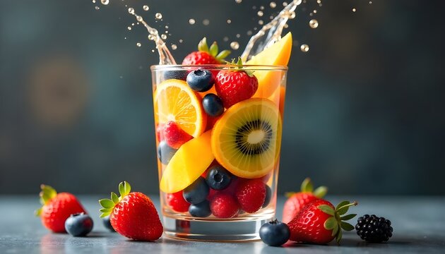 strawberry and kiwi fruit smoothie Ultra Realistic Fruit Splash Wall Art | 4K Tropical Fruit Print | Mango Orange Kiwi Strawberry Kitchen Decor | Fresh Fruit Photography Poster