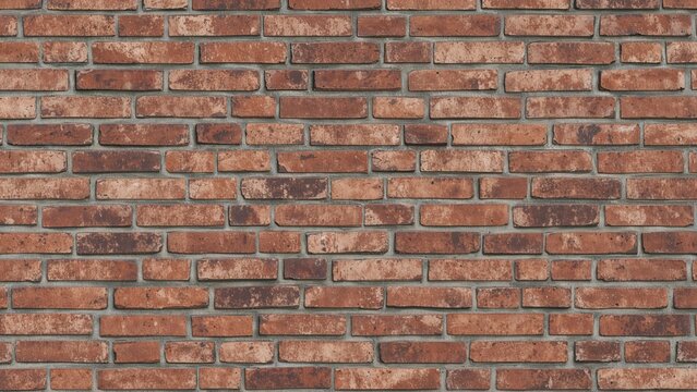 Brick wall pattern with red and brown bricks.
