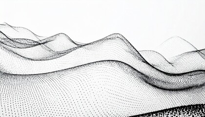Abstract Waveform Pattern with Black Dots on White Background – Data-Inspired Fluid Motion Design