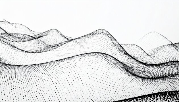 Abstract Waveform Pattern with Black Dots on White Background – Data-Inspired Fluid Motion Design