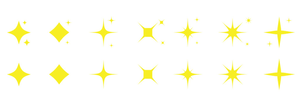 Sparkle star icon set. Twinkling stars. Sparkles, shining burst. star sparkle icon. vector collection of different stars in black color. Shine icon. AI generated star icons collection.