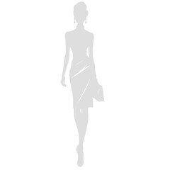 Elegant Fashion Woman Silhouette. Glamorous Lady Walking Silhouette.