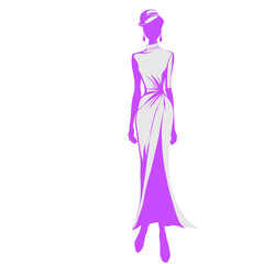 Elegant Fashion Woman Silhouette. Glamorous Lady Walking Silhouette.
