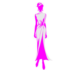 Elegant Fashion Woman Silhouette. Glamorous Lady Walking Silhouette.