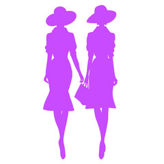 Elegant Fashion Woman Silhouette. Glamorous Lady Walking Silhouette.