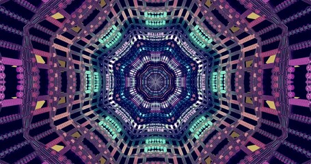Seamless tunnel video VJ loop screensaver featuring captivating geometric patterns and vibrant colors - Powered by Adobe