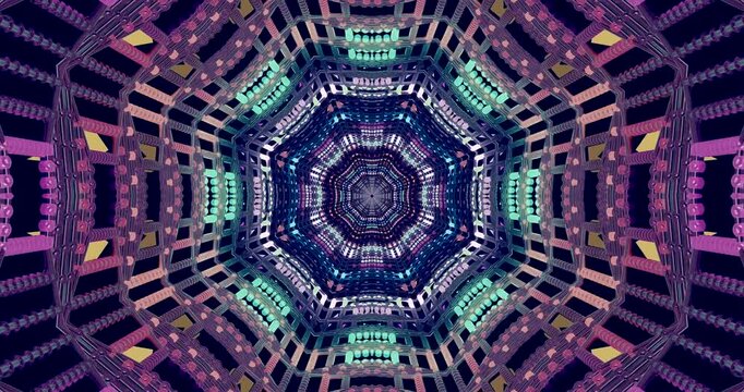Seamless tunnel video VJ loop screensaver featuring captivating geometric patterns and vibrant colors - Powered by Adobe
