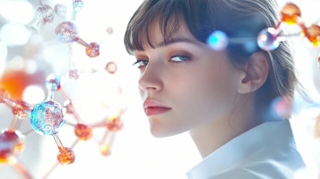 This footage showcases a female scientist deeply engaged in her work. It captures the essence of curiosity and the pursuit of breakthroughs in science and technology. Generative AI