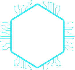 Hexagon Frame with Futuristic Circuit Board Design