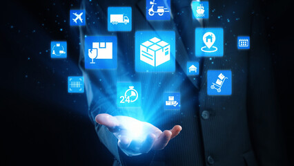 Goods delivery tracking icons show shipping, goods delivery routes, and logistics monitoring. Goods delivery tracking ensures timely goods delivery, secure handling, and accurate tracking. Gist