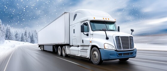 Heavy snow falls as vehicles move cautiously along the highway, facing challenging weather and limited visibility in winter