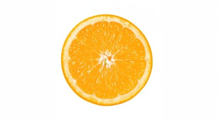 Close-up of afresh orange slice isolated on white background. Fruit and health concept. Nutrition and citrus. The freshness and juiciness of oranges.
