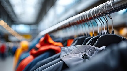 Rows of fashionable clothes in different styles are neatly hung, inviting shoppers to browse a colorful selection of fabrics and designs
