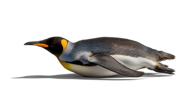 Emperor penguin gliding gracefully on a smooth surface, showcasing its sleek body and distinctive coloration, embodying the beauty of wildlife in a serene environment