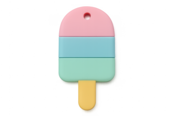 Pastel three color popsicle stick ice cream 3d render