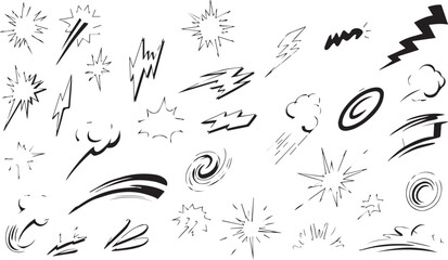 Fototapeta premium Comic Action FX Elements – Explosion, Speed Lines & Impact Illustrations Pack