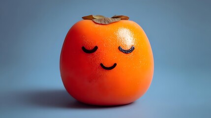 Cute persimmon with a smiling face a whimsical food illustration perfect for childrens books and healthy eating campaigns