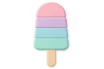 Pastel colorful ice cream popsicle 3d rendering