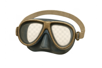 Vintage diving mask with transparent background