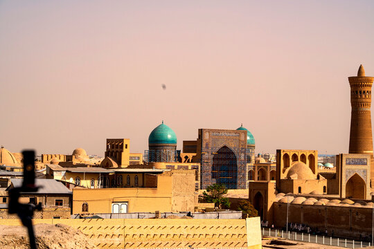 Samarkand, Uzbekistan - Sep 09, 2025: Po-i-Kalan, or Poi Kalan, is an Islamic religious complex located in Bukhara, Uzbekistan. The complex consists of three parts, the Kalan Mosque, the Kalan Minaret