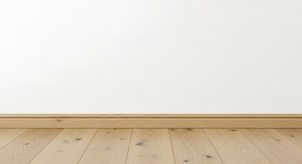 Simple Interior Wooden Floor and White Wall - Minimalist Design and Empty Space Concept