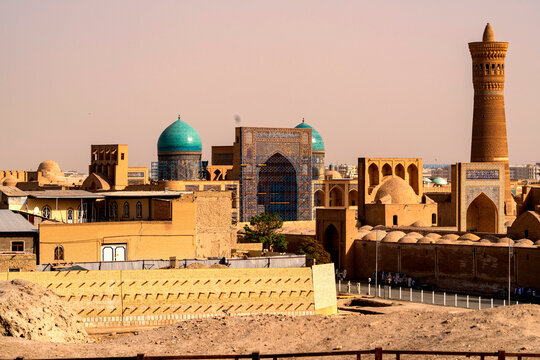 Samarkand, Uzbekistan - Sep 09, 2025: Po-i-Kalan, or Poi Kalan, is an Islamic religious complex located in Bukhara, Uzbekistan. The complex consists of three parts, the Kalan Mosque, the Kalan Minaret