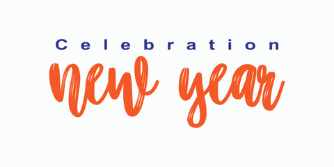 Best Happy New Year greeting with white background for festive celebrations, wishing joy calligraphy Vector, text design