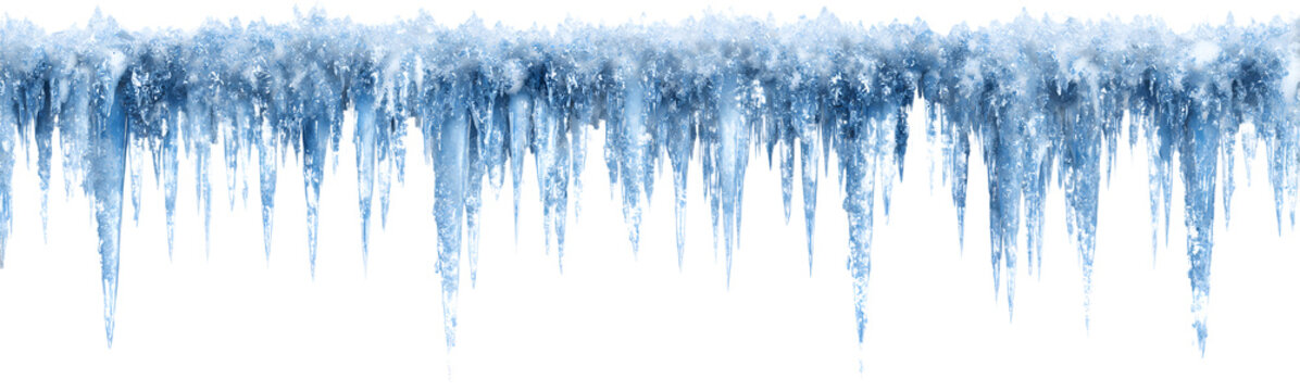PNG Realistic icy icicle borders, element set on transparent background