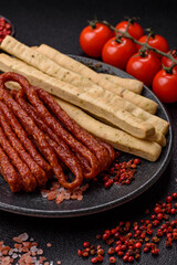 Grissini breadsticks, an Italian wheat pastry, are a great lunch snack. Grissini breadsticks