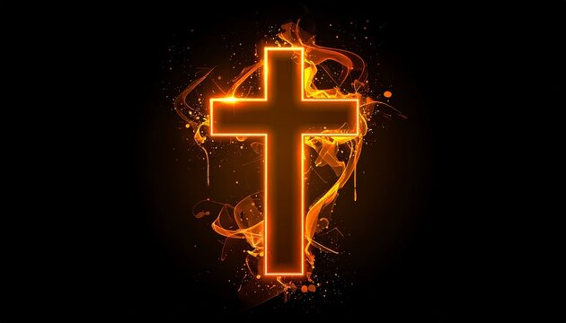 burning cross on fire