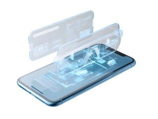 PNG 3D Smartphone Augmented Reality Chart with Transparent Virtual Hologram Technology AR and VR Interface