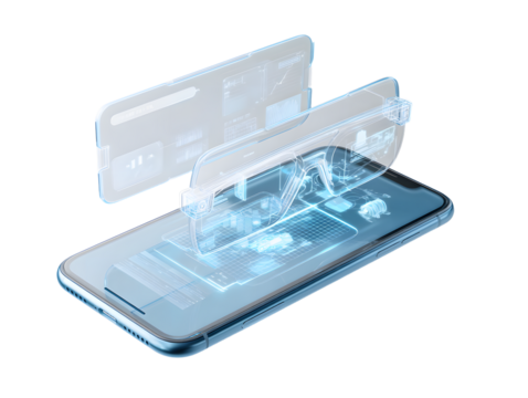 PNG 3D Smartphone Augmented Reality Chart with Transparent Virtual Hologram Technology AR and VR Interface