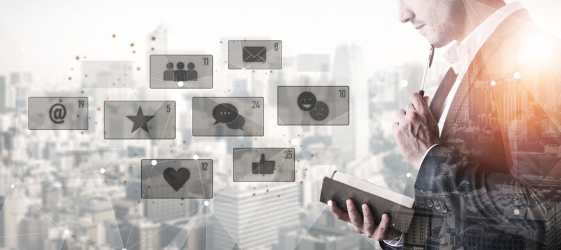 Social media engagement with interaction metrics showing comments, social media reactions, social media messages, and social media connections. Vouch - Powered by Adobe