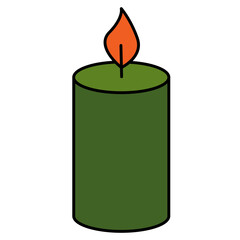 green burning candle vector illustration