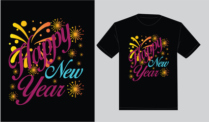 Print ready typography happy new year t-shirt design 2026